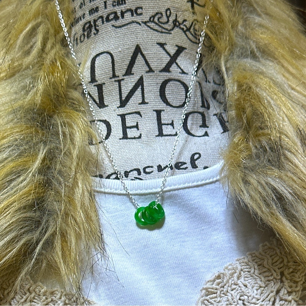 Jade dainty circles pendant 925 silver necklace prosperity good luck for Virgo - Picture 2 of 8